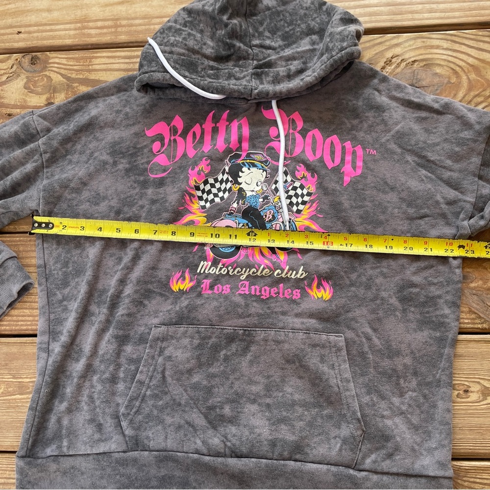 Betty Boop Graphic Hoodie Women’s L Y2K Biker Motorcycle Acid Wash Sweatshirt - Picture 6 of 9